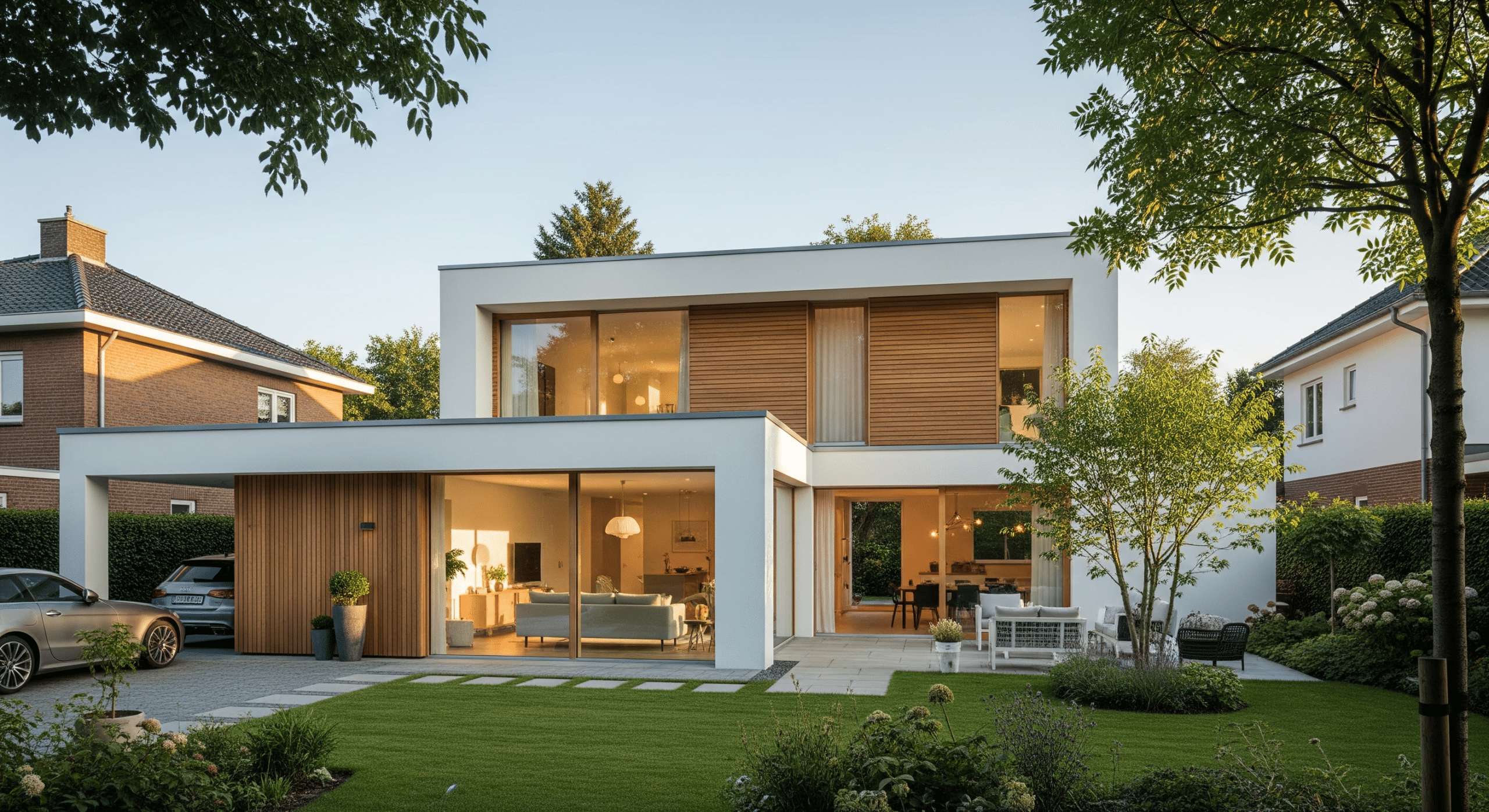 Modern eingerichtetes Einfamilienhaus in Herford mit hellem Wohnzimmer und gepflegtem Garten