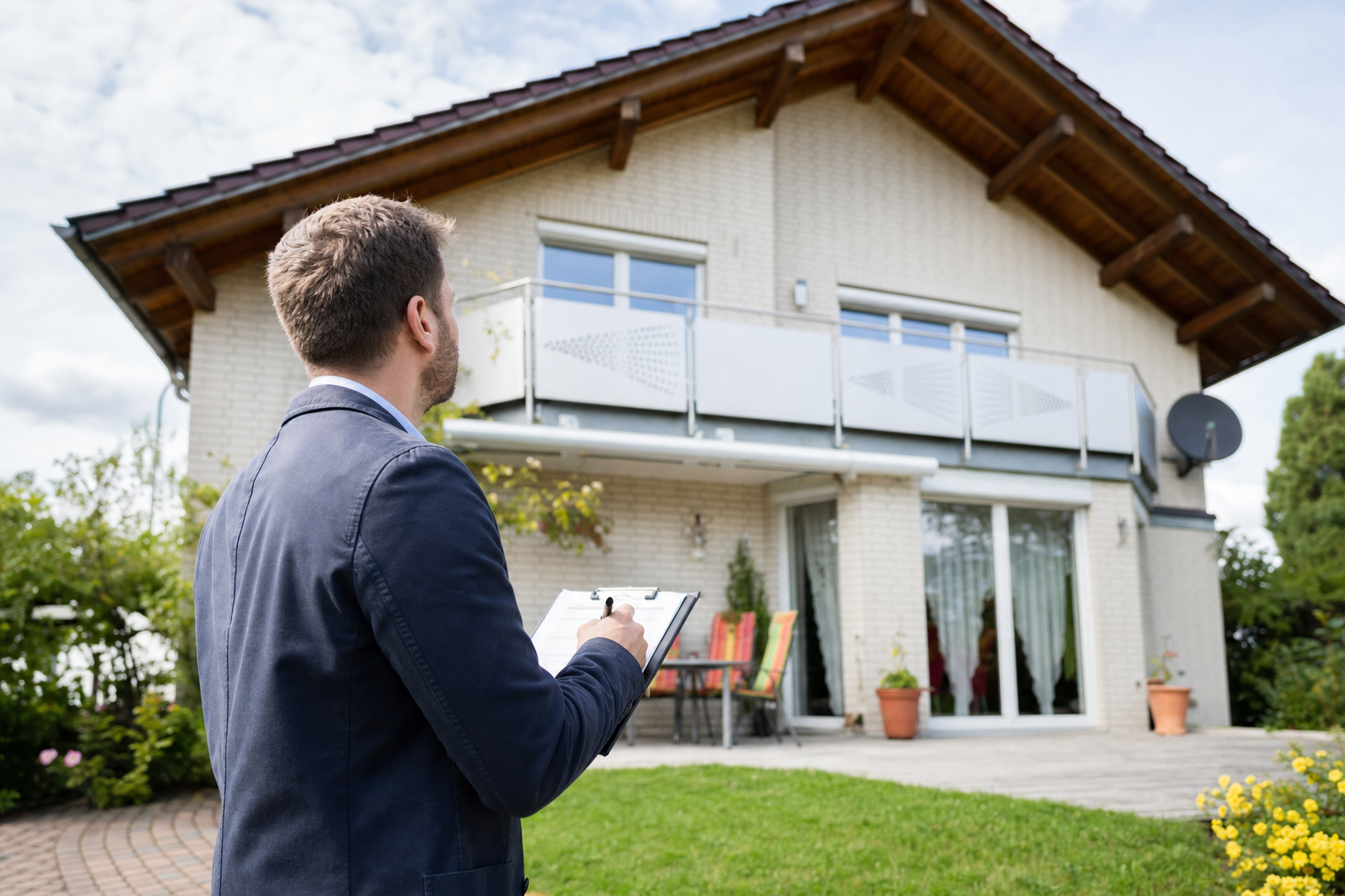 Immobiliengutachter bei der Besichtigung eines Einfamilienhauses in Gütersloh